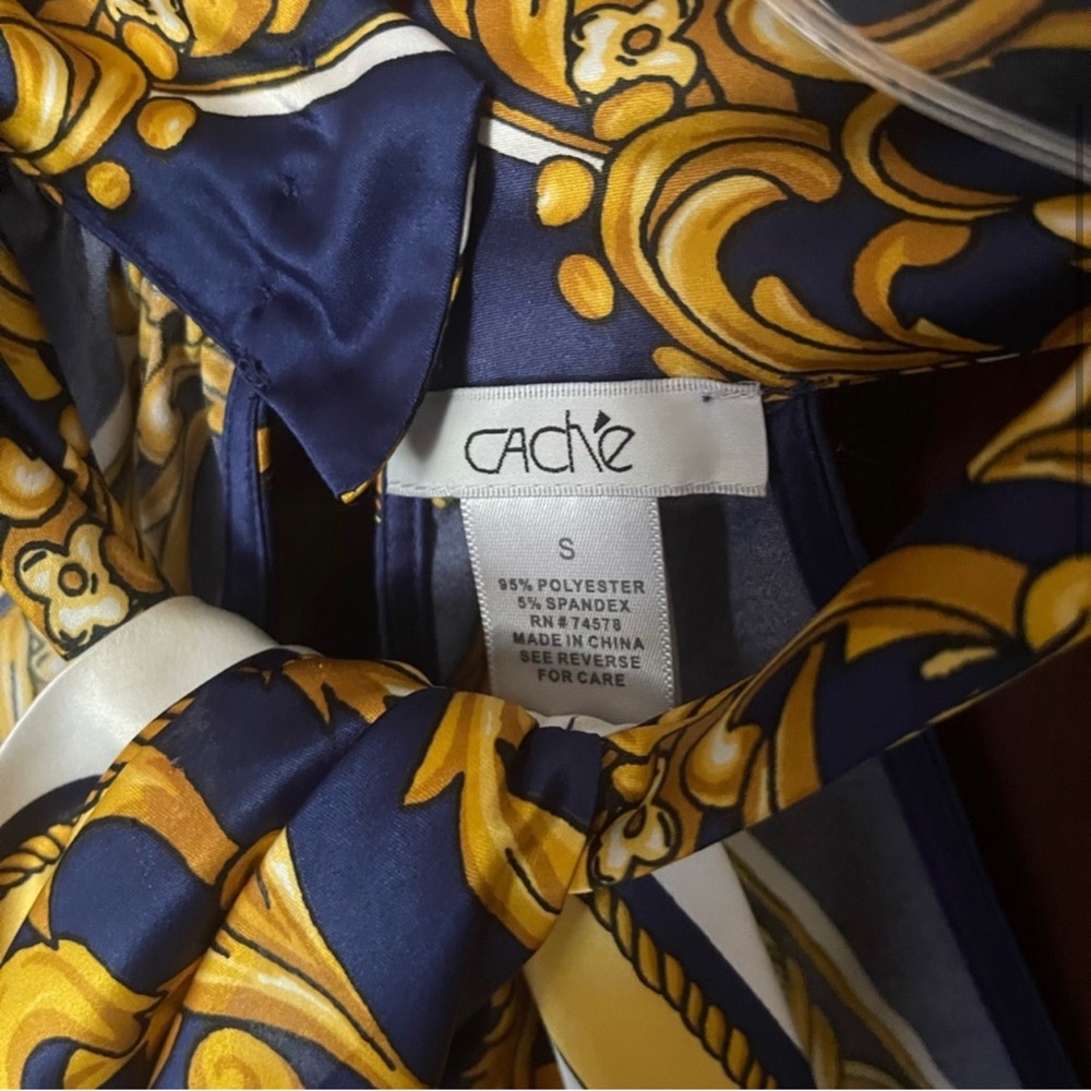 Cache Navy and Gold Halter Top - Picture 2 of 2